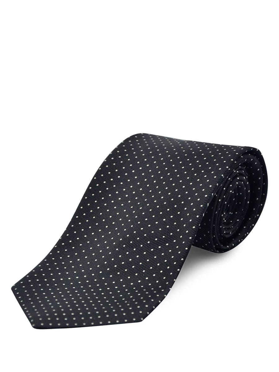 (product) Black Pin Dot Silk Tie