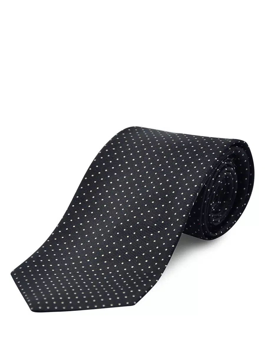(product) Black Pin Dot Silk Tie
