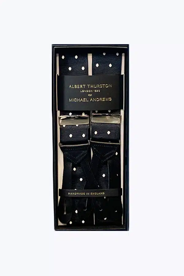 Albert Thurston Black Suspenders with White Dots