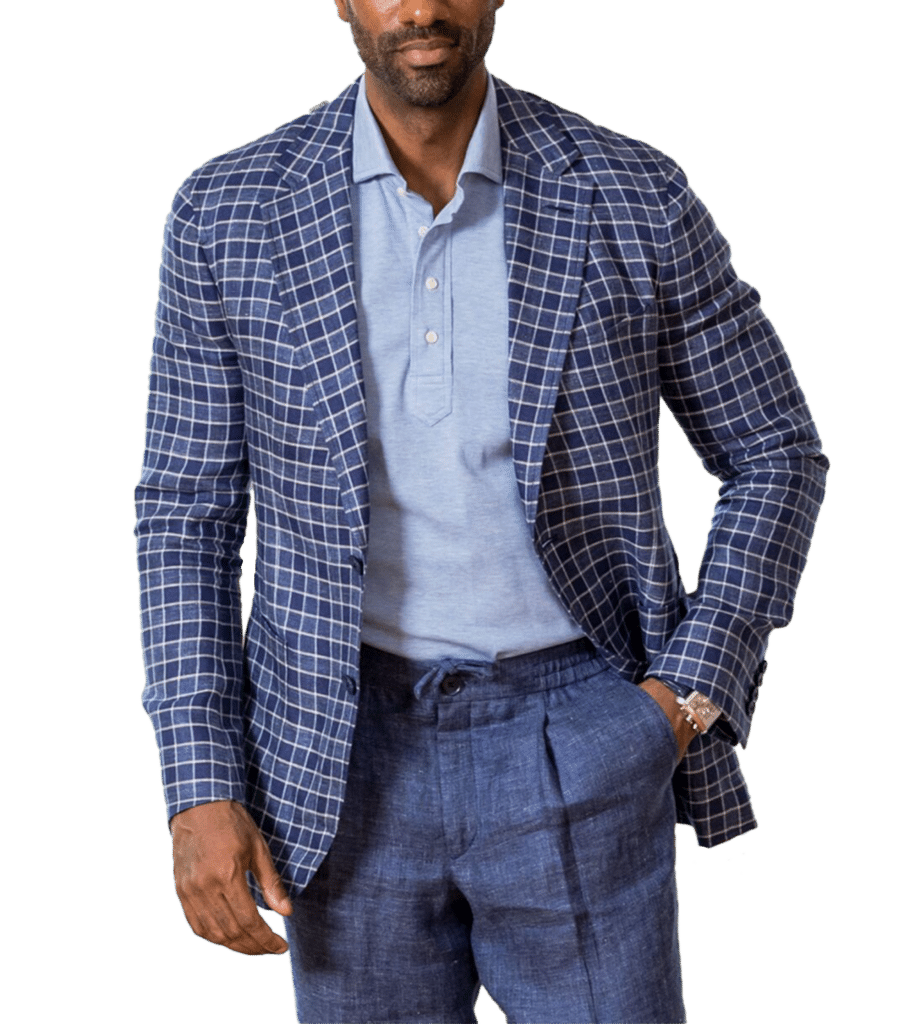 Michael Andrews Bespoke Dark Blue Graph Check Sport Coat
