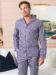 (product) Red & Dark Blue Stripe Pajama Shirt, modeled in a relaxed standing pose