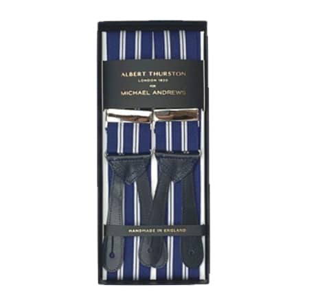 Albert Thurston Blue & White Rep Stripe Suspenders