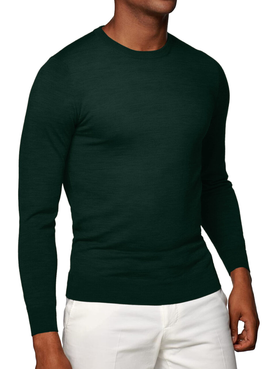 (product) Bottle Green Cashmere Crew Neck Sweater