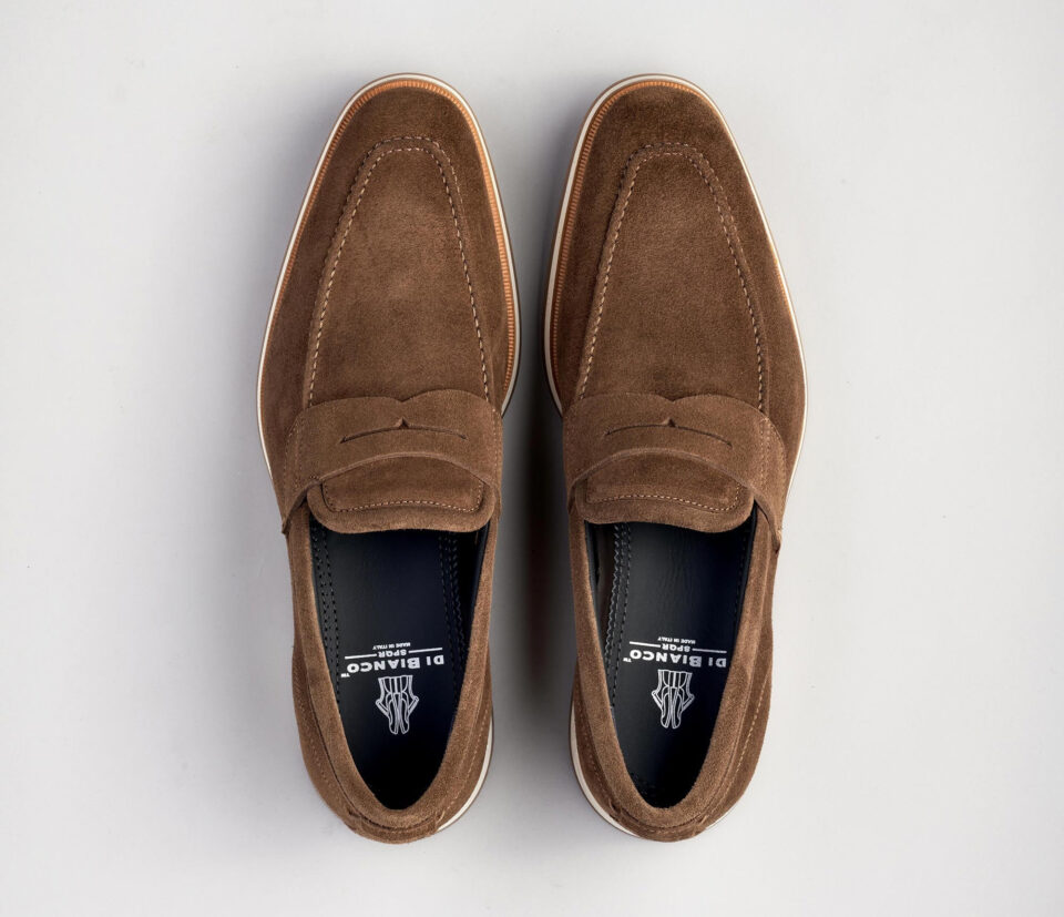 (product) Brera Classic Suede Tundra Loafer, Top view of the pair