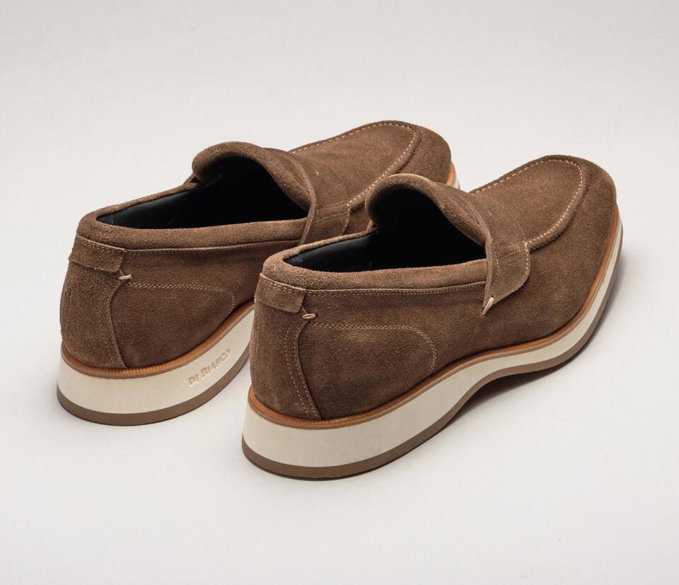 (product) Brera Classic Suede Tundra Loafer, Back view of the pair