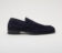 (product) Brera Navy Suede Loafer, Single shoe side view