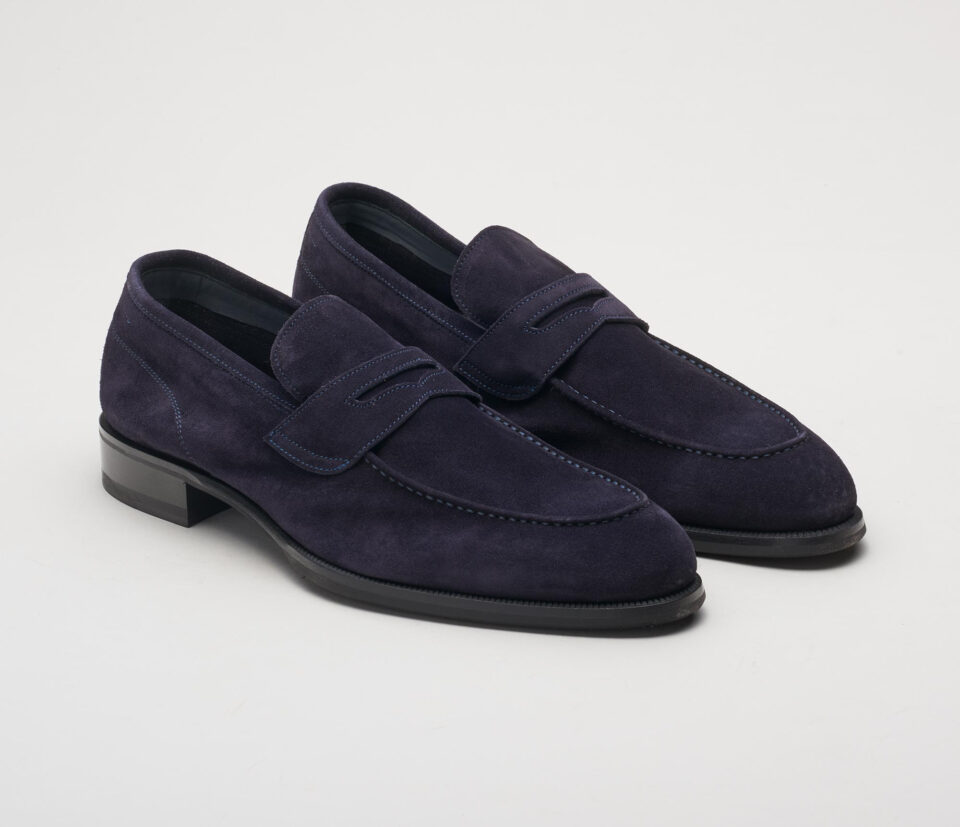 (product) Brera Navy Suede Loafer, Front pair view