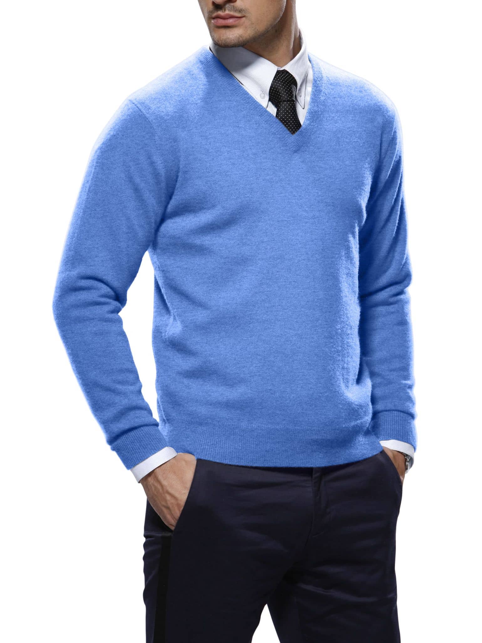 Blue sweater v neck on sale