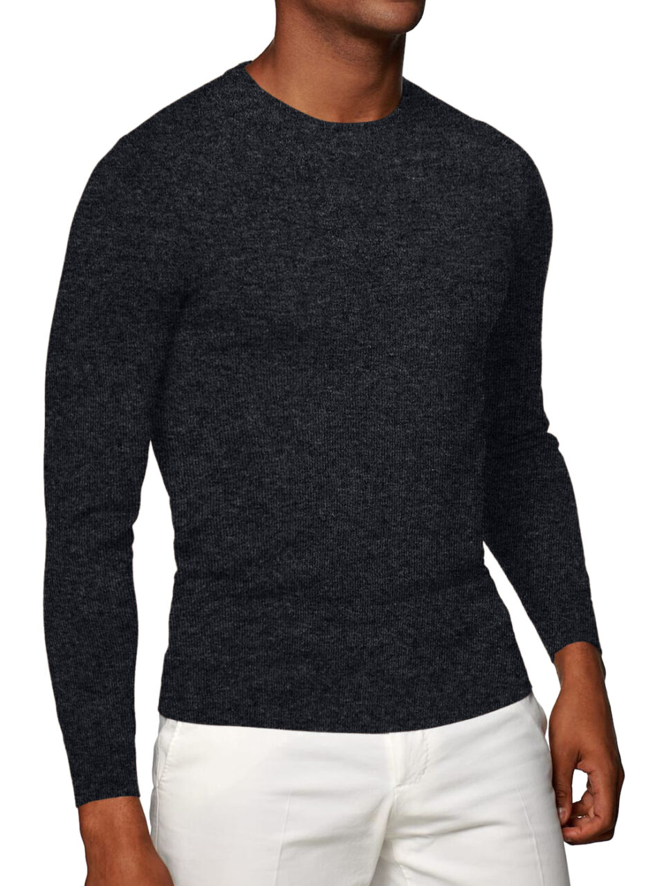 (product) Charcoal Merino Wool Crew Neck Sweater