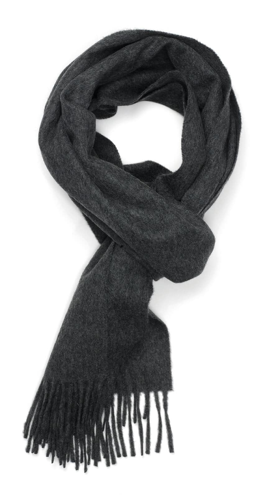 (product) Hematite Grey Classic Cashmere Scarf, Looped