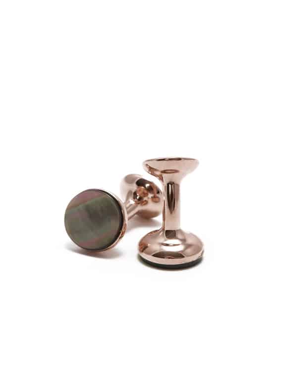 (product) Smokey Mother of Pearl Cufflinks (Rose Gold)