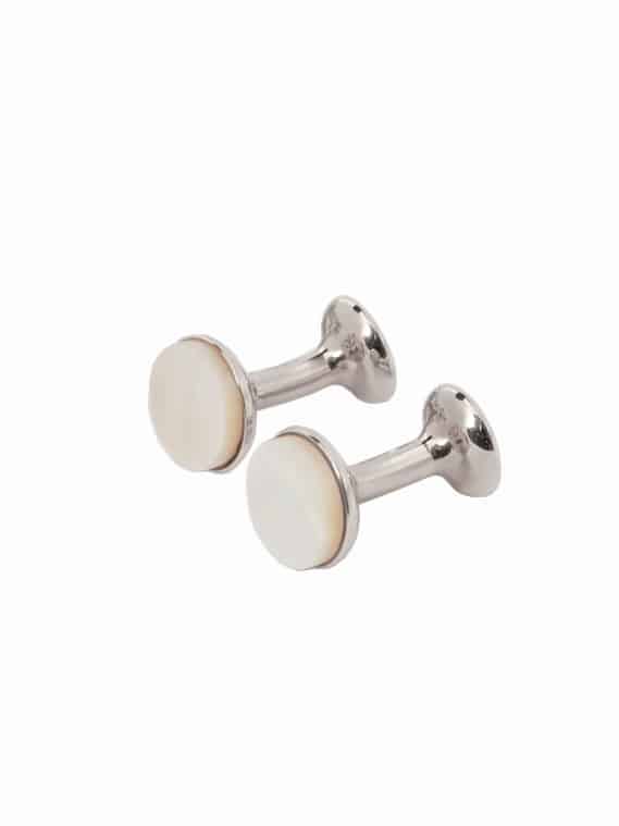 (product) Mother of Pearl Cufflinks (White Rhodium)