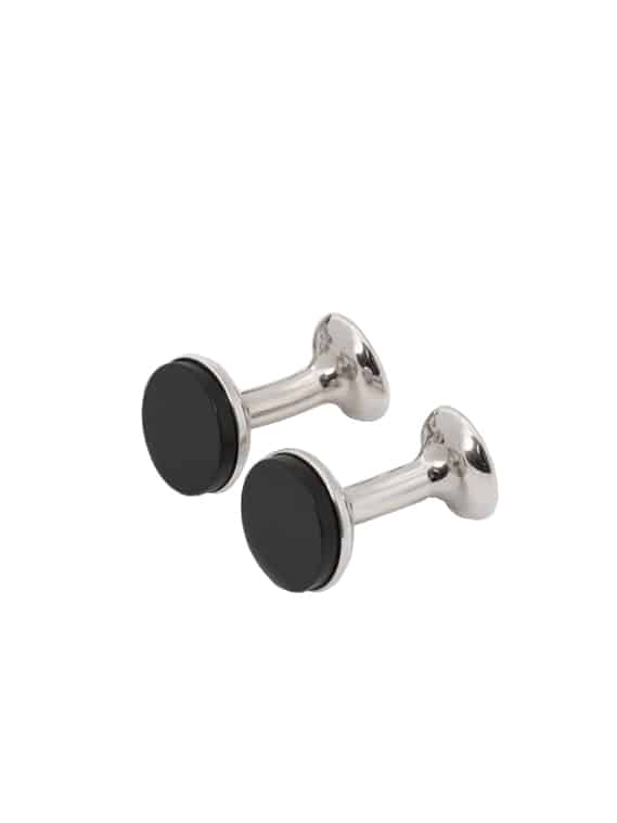 (product) Onyx Cufflinks (White Rhodium) - custom suits nyc bespoke tailor midtown, noho