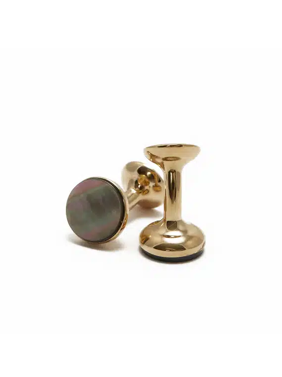 (product) Smokey Mother of Pearl Cufflinks (Yellow Gold)