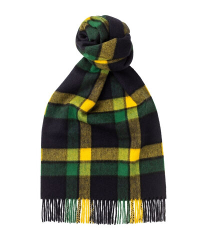 Knotted Chatham Navy, Mid Green & Yellow Modern Tartan Classic Cashmere Scarf