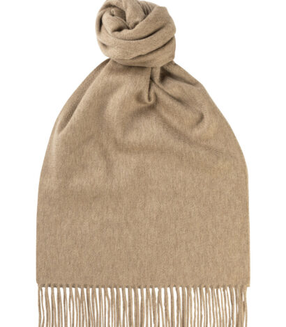 (product) Fawn Solid Wide Cashmere Scarf, Knotted