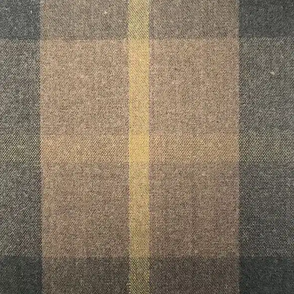 Khaki Brown & Hunter Green Plaid Waxed Cotton Fabric