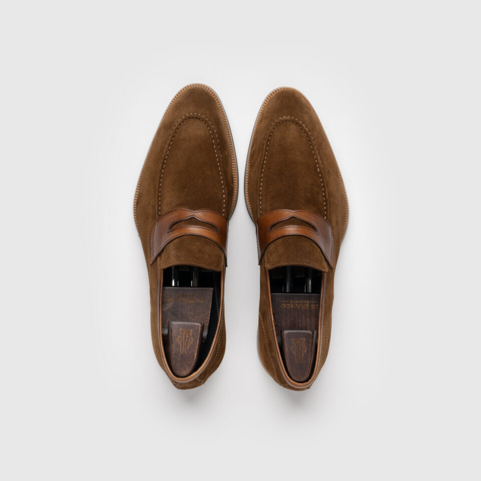 (product) Brera Tobacco Suede Loafer, Top view of the pair