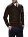 (product) Dark Brown Merino Wool V-Neck Sweater