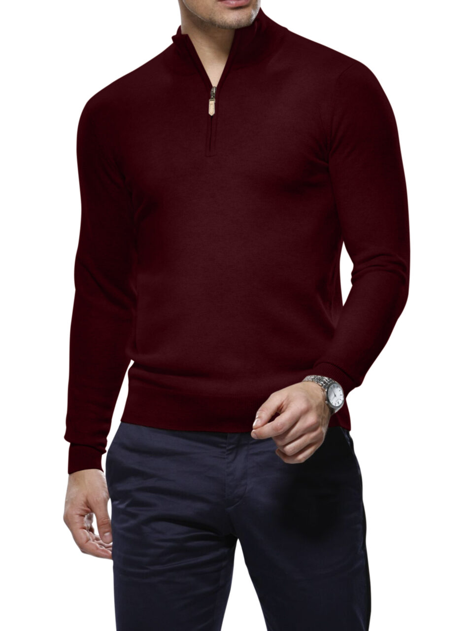 (product) Barolo Cashmere 1/4 Zip Mock Sweater