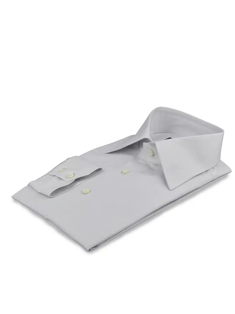 (product) Light Grey Poplin Italian Collar Shirt