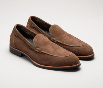 (product) Etna Tundra Suede Loafer, Front view of the pair