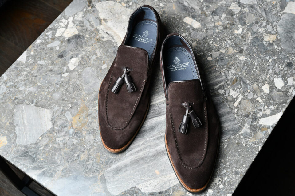 (product) Napoli Bear Suede Loafer, Top view of the pair