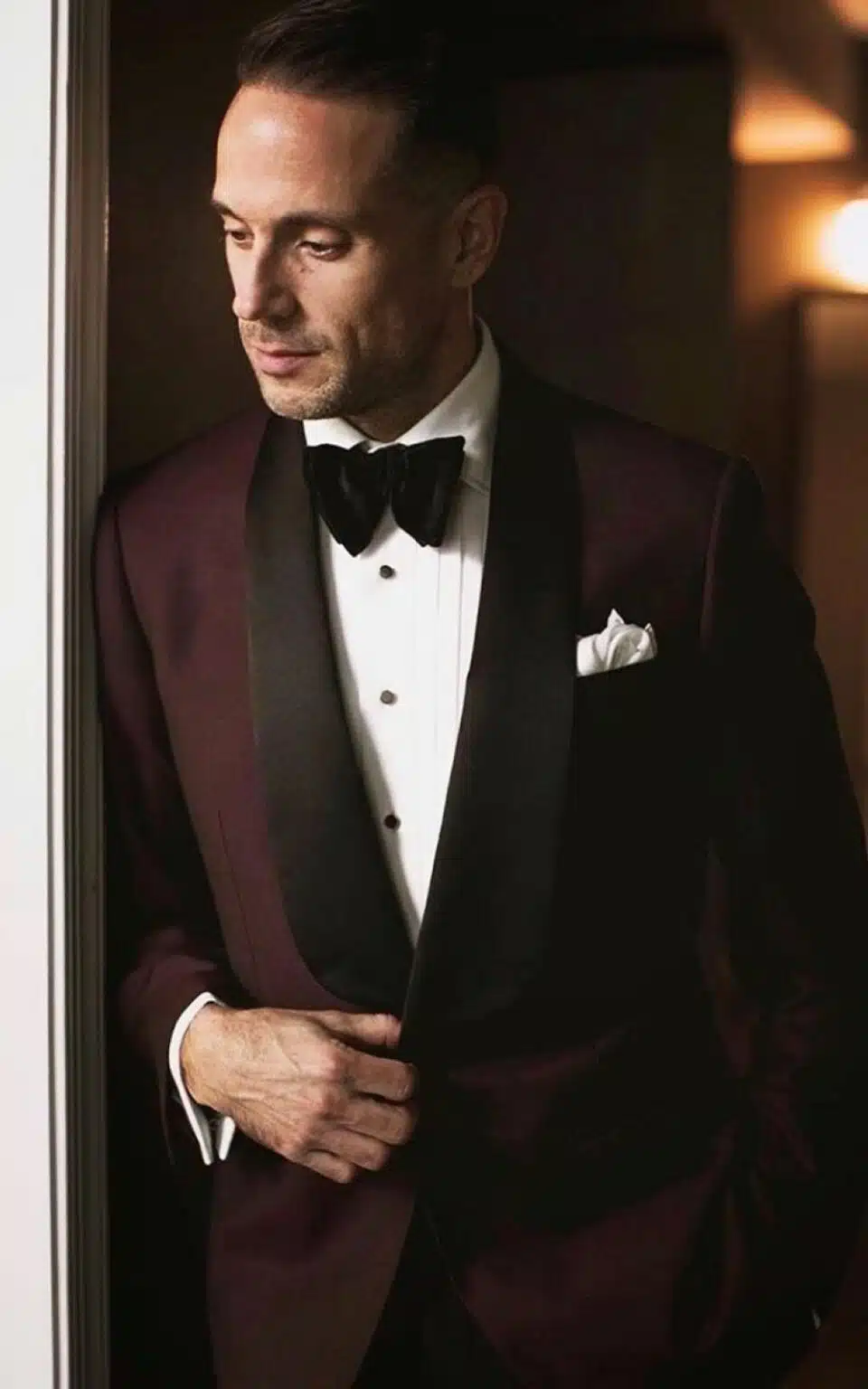 (product) Bespoke Maroon Sharkskin Dinner Jacket