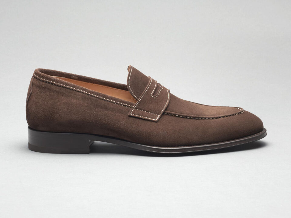 (product) Amato Pyske Suede Loafers, Single shoe side view
