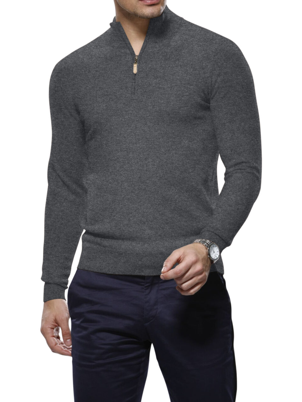 (product) Flannel Cashmere 1/4 Zip Mock Sweater