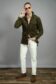 (product) Hunter Green Stretch Corduroy Safari Shirt Jacket