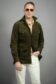(product) Hunter Green Stretch Corduroy Safari Shirt Jacket