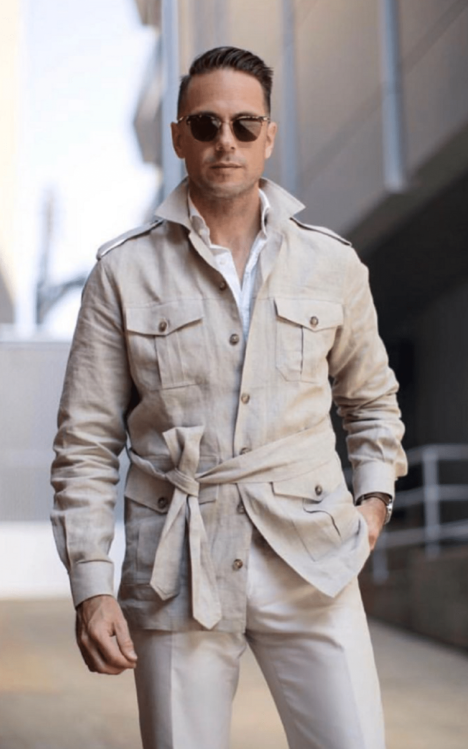 Stone Solid Linen Safari Shirt Jacket Michael Andrews Bespoke New York s Most Trusted Custom Tailor Since 2006
