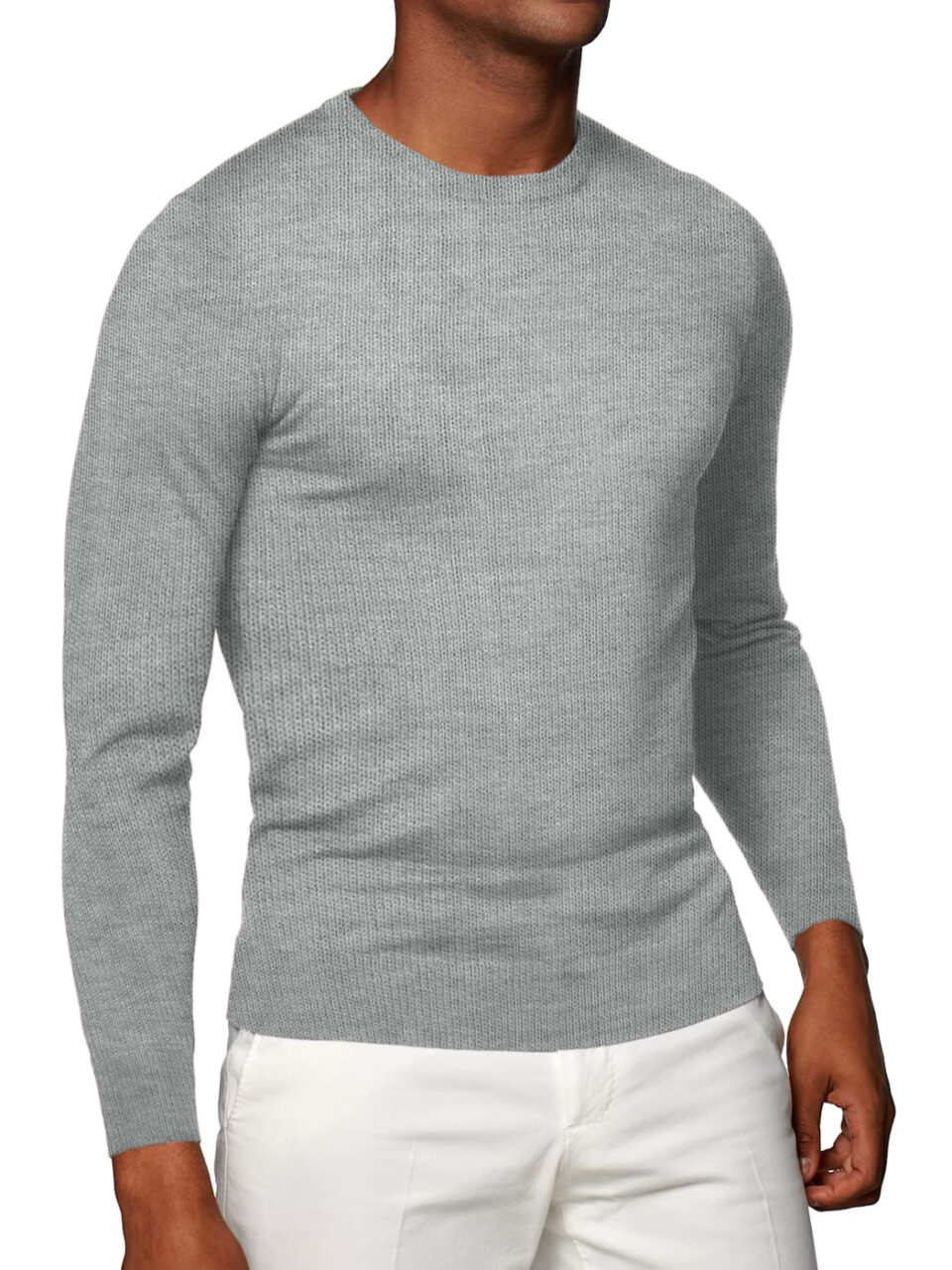 (product) Light Grey Merino Crew Neck