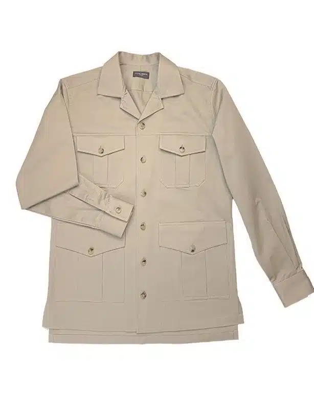 (product) Khaki Heavy Duty Cotton Safari Shirt Jacket