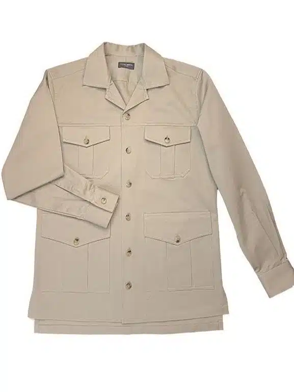 (product) Khaki Heavy Duty Cotton Safari Shirt Jacket