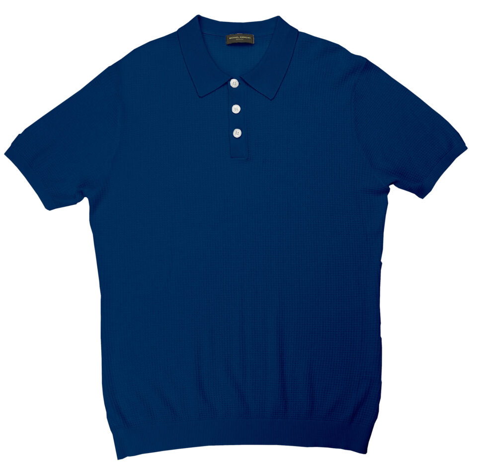 (product) Klein Silk Cashmere Link Stitch Polo