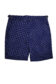 (product) Navy with Blue and Light Blue Dots Swim Shorts, full view