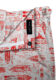 (product) White Swim Shorts with Red Boats, close-up view highlighting lining and side-tab detail