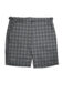 (product) Black/White Polka Dots on Grey Swim Shorts, front view