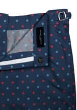 Blue/Red Polka Dots on Navy Swim Shorts