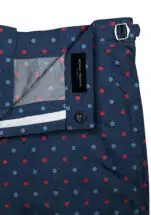 Blue/Red Polka Dots on Navy Swim Shorts