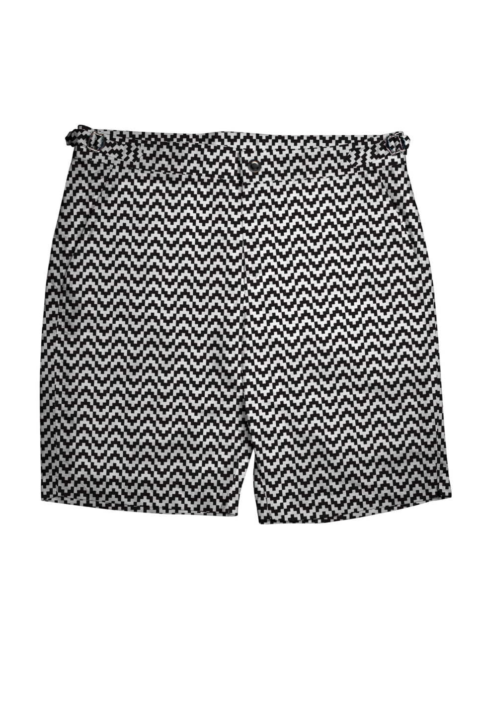 (product) Black & White Zig-Zag Swim Shorts