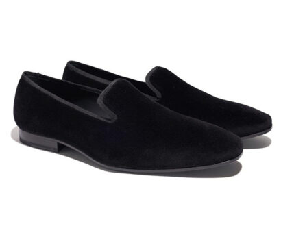 (product) Black Velvet Slip-On Tuxedo Shoe