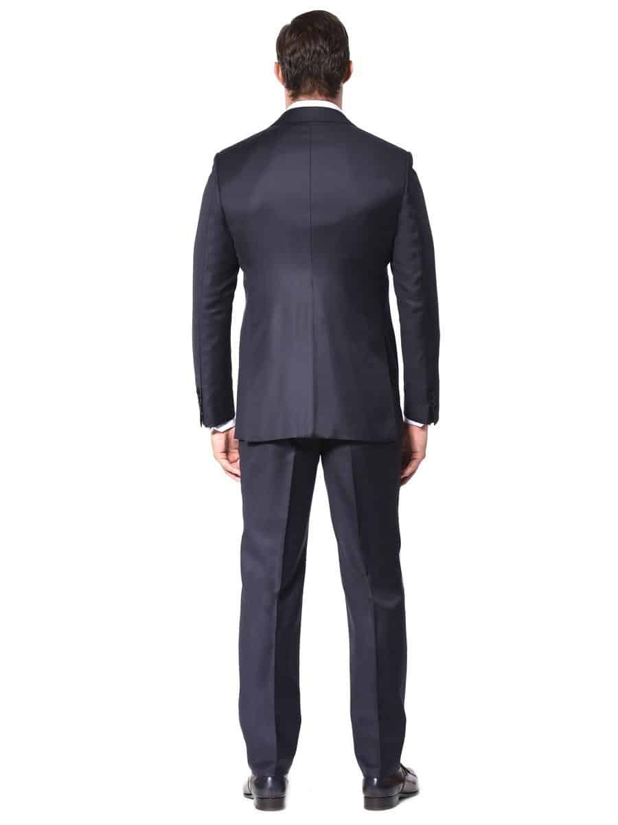 (product) Navy Blue Solid Bespoke Suit, back view