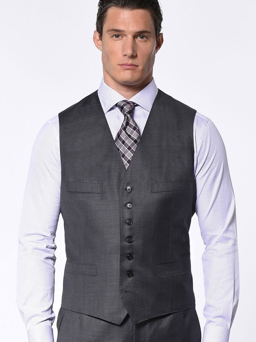 (product) Charcoal Pick & Pick Classic 7-Button Vest