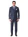 (product) Marine Blue Windowpane Bespoke Suit, full front view