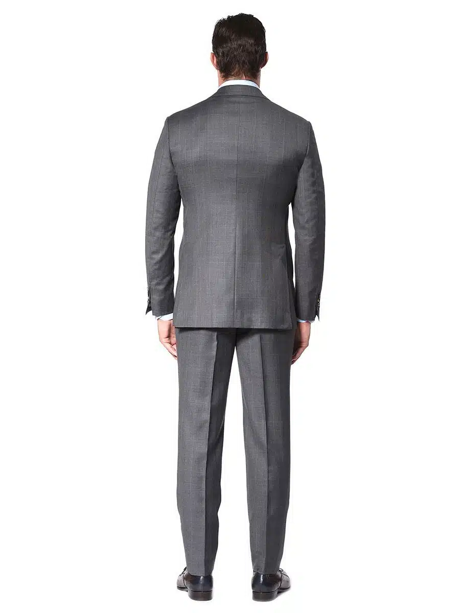 (product) Grey Glen Plaid Bespoke Suit, back view
