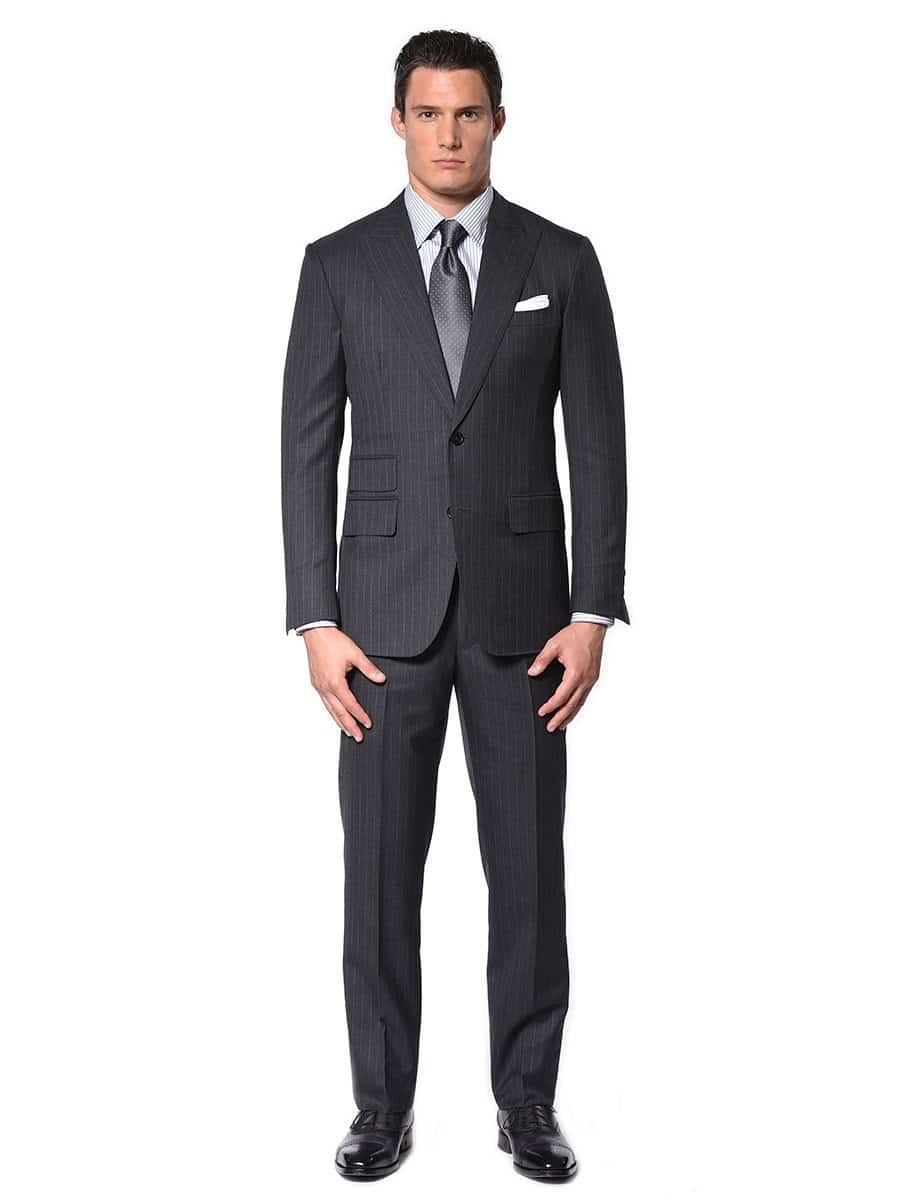 (product) Charcoal Twill Stripe Bespoke Suit