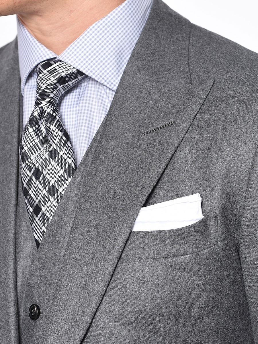 (product) Steel Grey Flannel Bespoke Suit, lapel detail